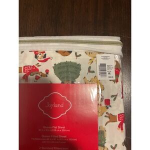 Joyland Microfiber Queen Sheet SetWrinkle Resistant Holiday Dogs Christmas Print